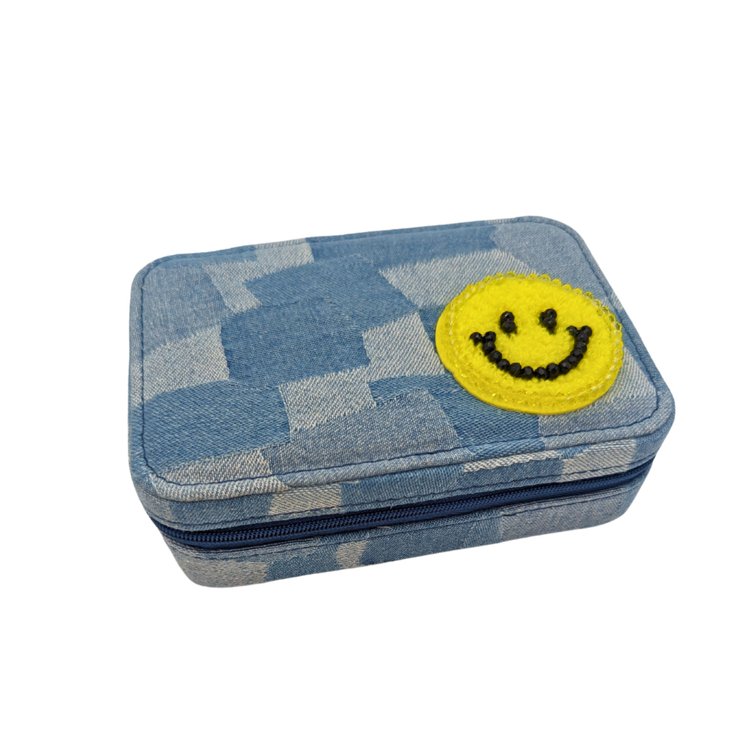 Small Jewelry Box - Patch Denim with Smile