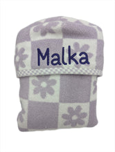 Load image into Gallery viewer, Hooded Towel - Groovy Purple Checker
