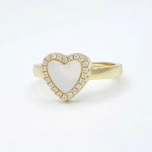 Load image into Gallery viewer, Mother of Peart CZ Heart Ring - Adjustable
