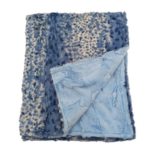 Load image into Gallery viewer, Minky Blanket Fawn Blue &amp; Light Blue
