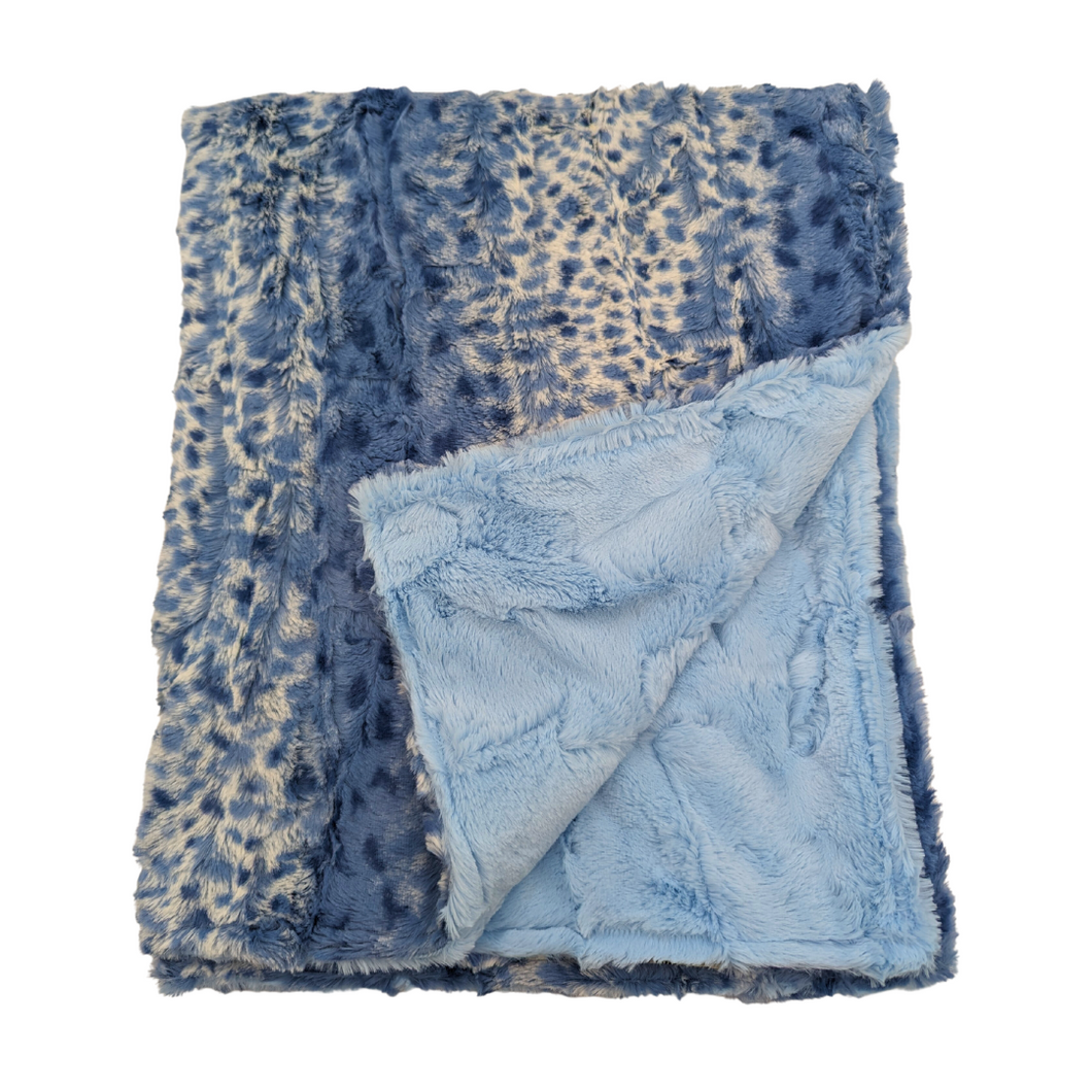 Minky Blanket Fawn Blue & Light Blue