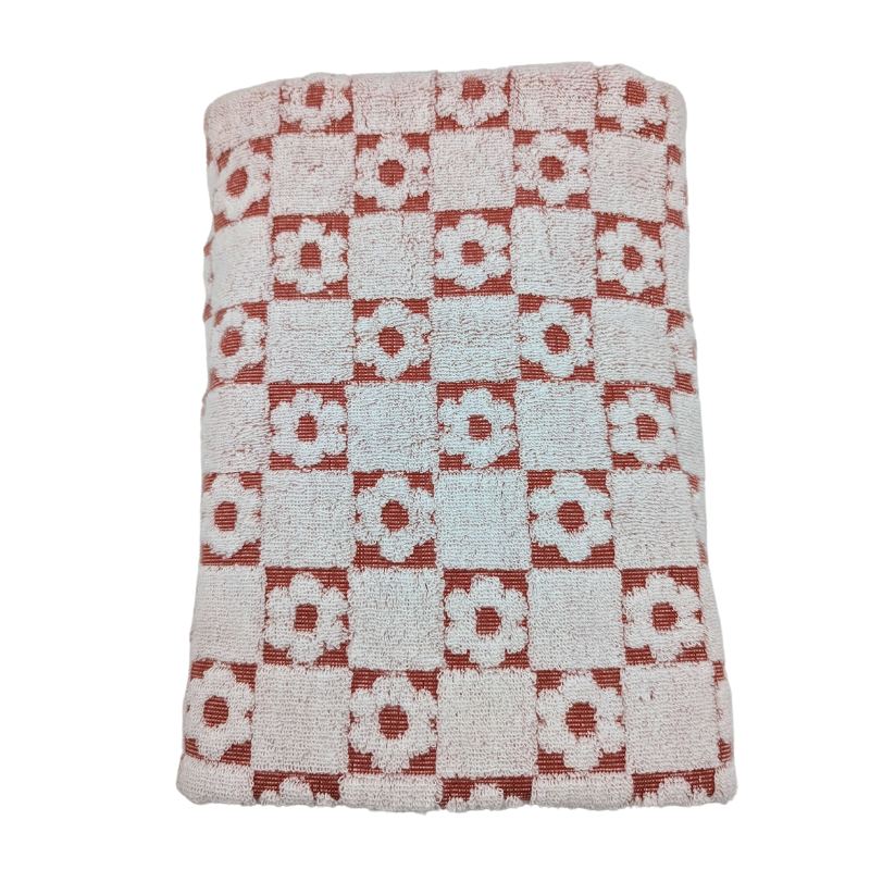 Hooded Towel - Flower Checker Board