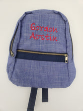 Load image into Gallery viewer, Navy Chambray Knapsack Small
