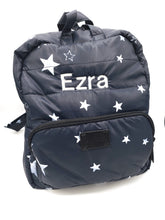 Load image into Gallery viewer, Puffer Mini Knapsack - Black with Stars

