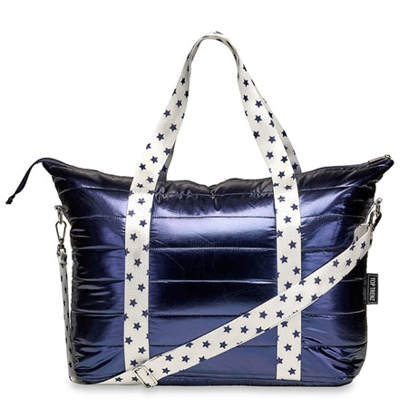 Puffer Weekender - Navy with Blue Stars