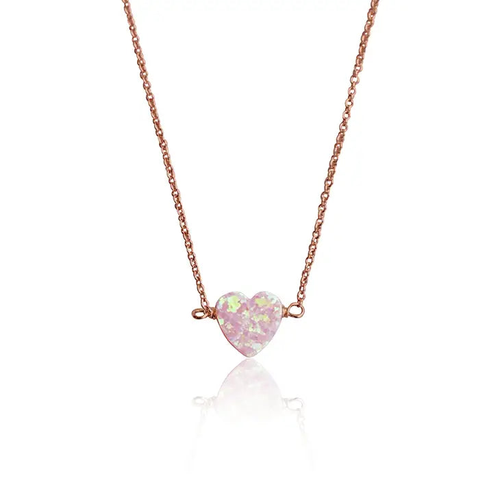 Glitter Girl Opal Heart Necklace