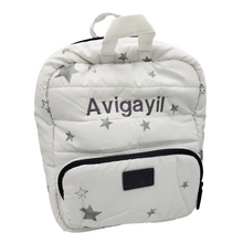 Load image into Gallery viewer, Puffer Mini Knapsack - White with Stars
