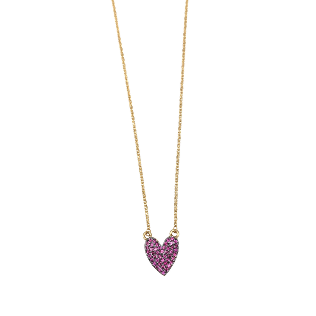 Heart Necklace - sparkle Pink
